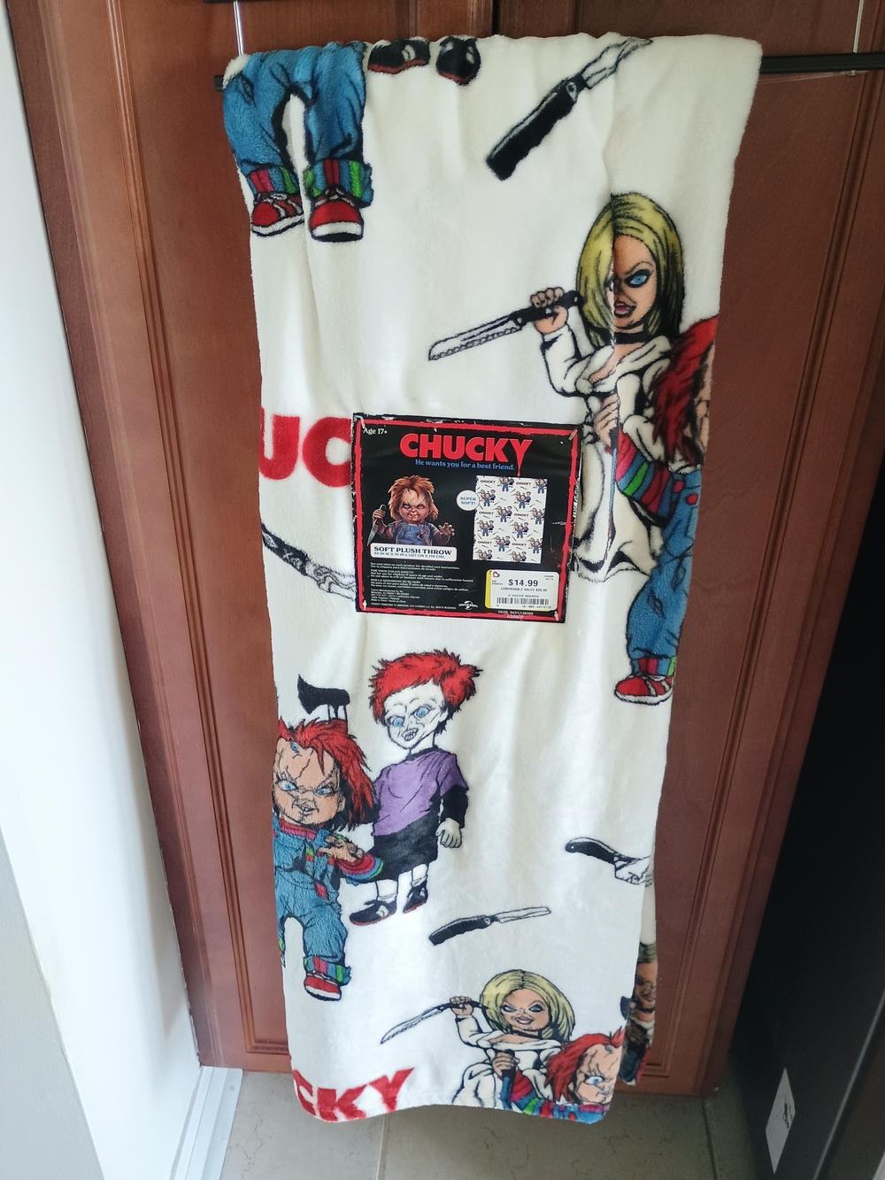 Chucky Plush Throw Blanket - White with Multicolor Character Print